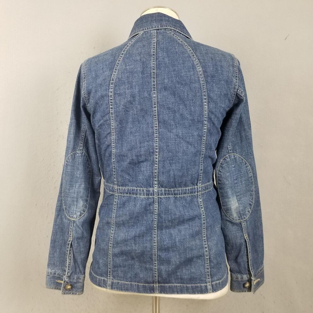Eddie Bauer Jacket Womens Medium Blue Denim Utility Button Front Pockets Casual - Picture 5 of 12
